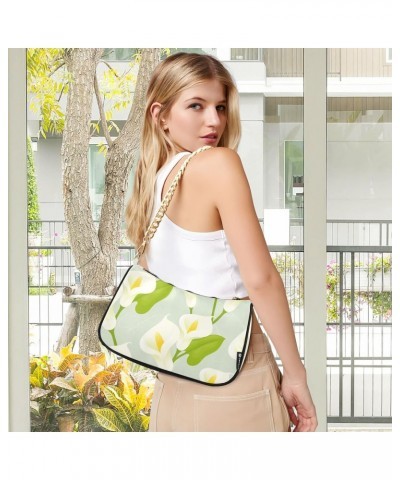 White Horseshoe Lotus Flower Small Shoulder Bags for Women Handbags Mini Clutch Purse with Zipper $16.79 Shoulder Bags