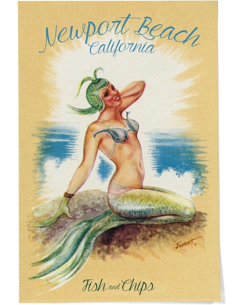 24x36 Inch Giclee Print, Newport Beach, California, Vintage Mermaid $27.99 Totes