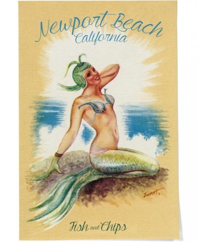 24x36 Inch Giclee Print, Newport Beach, California, Vintage Mermaid $27.99 Totes