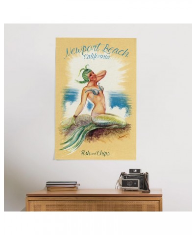 24x36 Inch Giclee Print, Newport Beach, California, Vintage Mermaid $27.99 Totes