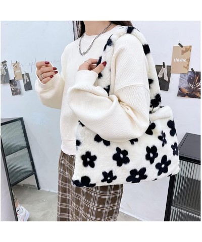 Women's Furry Single Shoulder Bag Fuzzy Handbag large Capacity Plush Tote Bag Purse Straddle Bag in Autumn and Winter Black F...