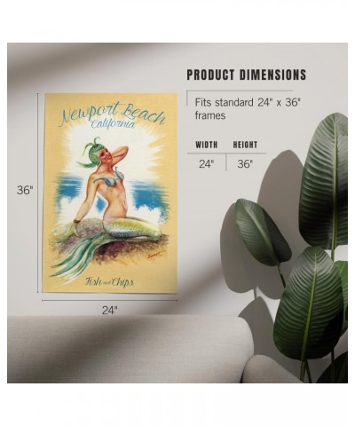 24x36 Inch Giclee Print, Newport Beach, California, Vintage Mermaid $27.99 Totes