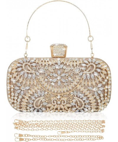 Women's Rhinestone Decorated Evening Bag, Tote Shoulder Crossbody Handbag with Chain Champagne $17.66 Evening Bags