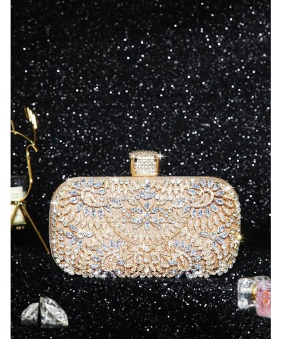 Women's Rhinestone Decorated Evening Bag, Tote Shoulder Crossbody Handbag with Chain Champagne $17.66 Evening Bags