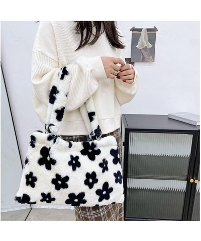 Women's Furry Single Shoulder Bag Fuzzy Handbag large Capacity Plush Tote Bag Purse Straddle Bag in Autumn and Winter Black F...