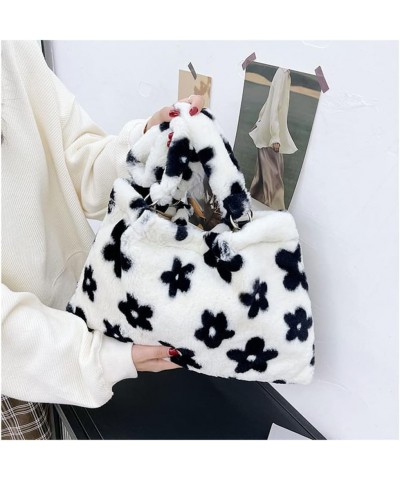 Women's Furry Single Shoulder Bag Fuzzy Handbag large Capacity Plush Tote Bag Purse Straddle Bag in Autumn and Winter Black F...