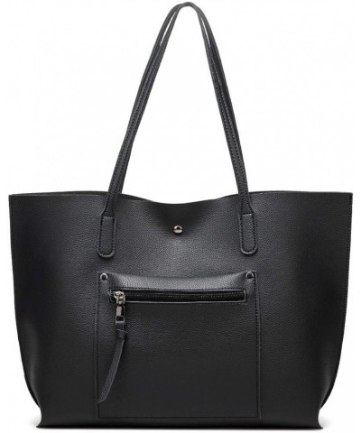 Women's Soft Faux Leather Tote Shoulder Bag, Big Capacity Tassel Handbag, Brief Vogue Black $20.74 Handbags