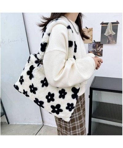 Women's Furry Single Shoulder Bag Fuzzy Handbag large Capacity Plush Tote Bag Purse Straddle Bag in Autumn and Winter Black F...