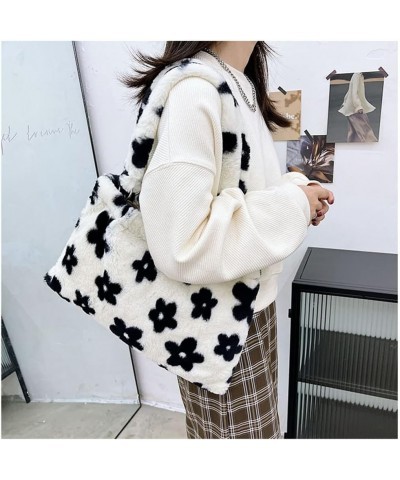 Women's Furry Single Shoulder Bag Fuzzy Handbag large Capacity Plush Tote Bag Purse Straddle Bag in Autumn and Winter Black F...