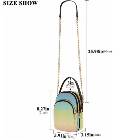 Rainbow Gradient Small Chain Crossbody Travel Bag Handbag Cell Phone Purse for Women $9.24 Crossbody Bags