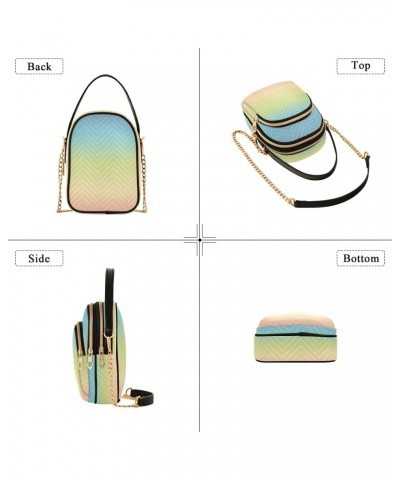 Rainbow Gradient Small Chain Crossbody Travel Bag Handbag Cell Phone Purse for Women $9.24 Crossbody Bags