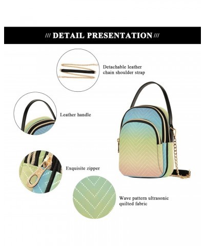 Rainbow Gradient Small Chain Crossbody Travel Bag Handbag Cell Phone Purse for Women $9.24 Crossbody Bags