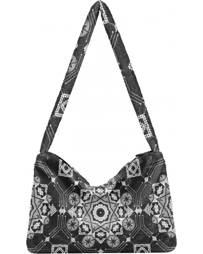 Geometry Boho Chic Shoulder Tote Bags for Women Furry Crossbody bag Hobo Handbag Purses for Working Shopping Traveling $11.96...