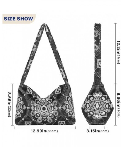 Geometry Boho Chic Shoulder Tote Bags for Women Furry Crossbody bag Hobo Handbag Purses for Working Shopping Traveling $11.96...