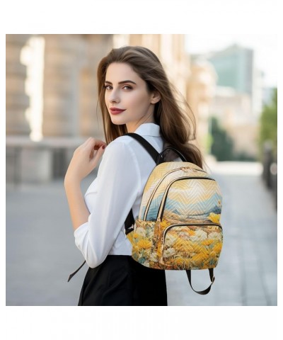 Yellow Daisy Oil Painting Fashion Travel Backpack for Women Multi Pockets Lightweight Purse for Women-M Multicolor Small $15....