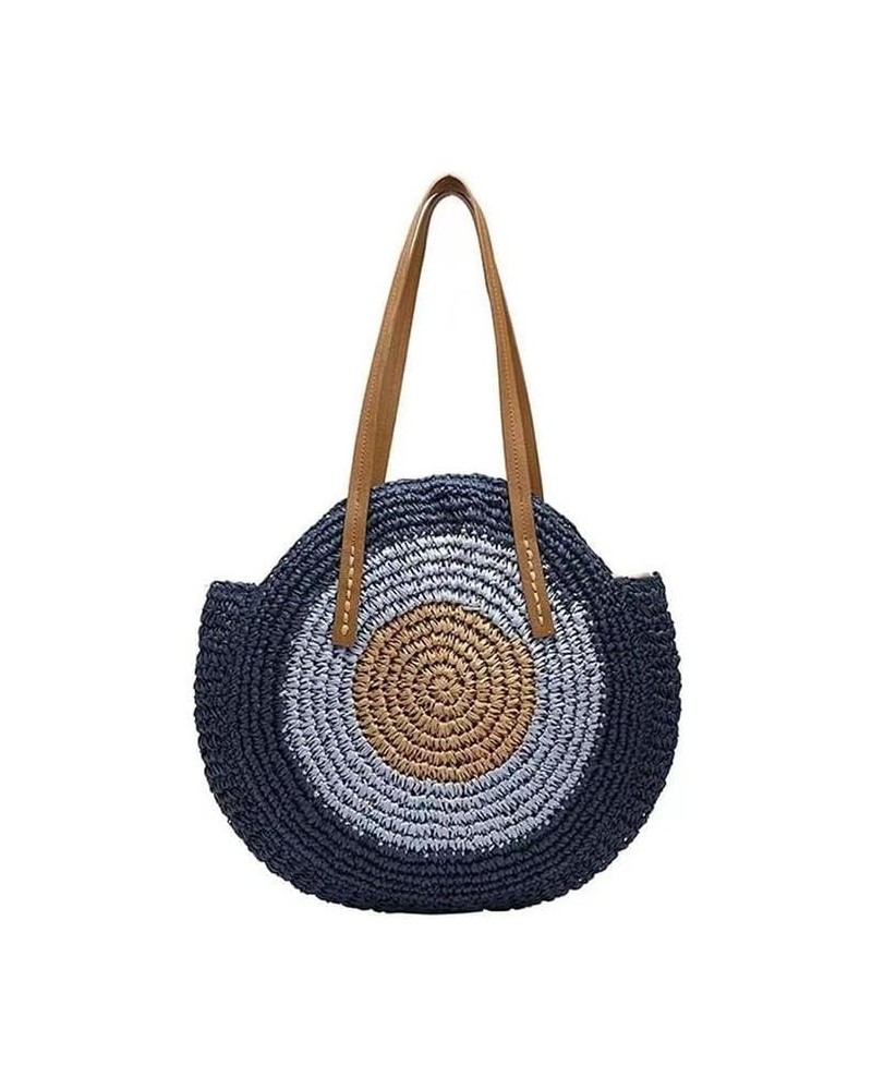 Women's Straw Handbags Large Summer Beach Bag Tote Woven Round Handle Shoulder Purse F $18.47 Totes