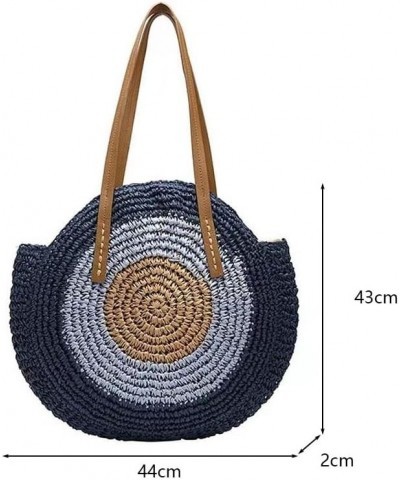 Women's Straw Handbags Large Summer Beach Bag Tote Woven Round Handle Shoulder Purse F $18.47 Totes