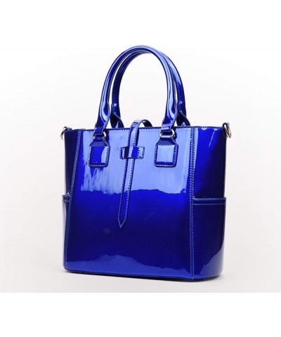 Women's 3pcs Handbags Patent Leather Fashion Shoulder Bag Large Capacity Handbag Blue $23.60 Shoulder Bags