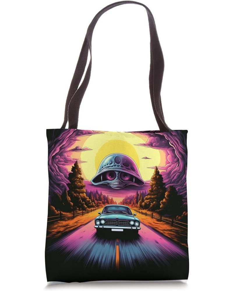 Alien abducting Dinosaurs using UFOs vector illustration Tote Bag $10.58 Totes