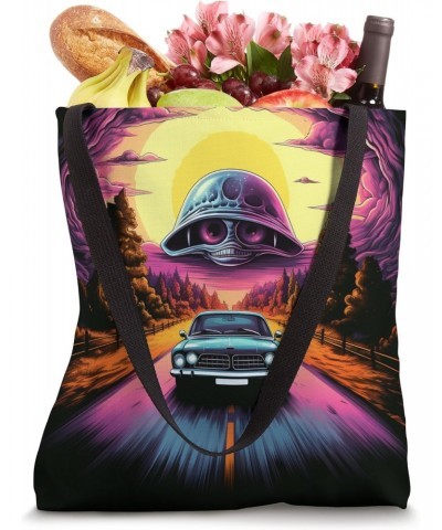 Alien abducting Dinosaurs using UFOs vector illustration Tote Bag $10.58 Totes