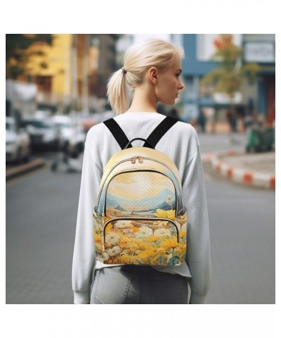 Yellow Daisy Oil Painting Fashion Travel Backpack for Women Multi Pockets Lightweight Purse for Women-M Multicolor Small $15....