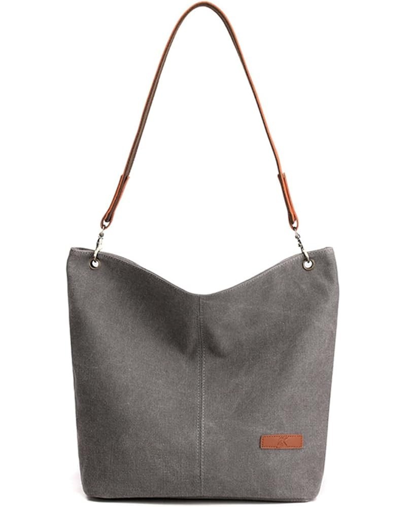 Medium Tote Bag for Women Vegan Canvas Shoulder Bag Large Capacity Hobo Bags for Ladies Work Travel Satchel Handbags Grey $16...