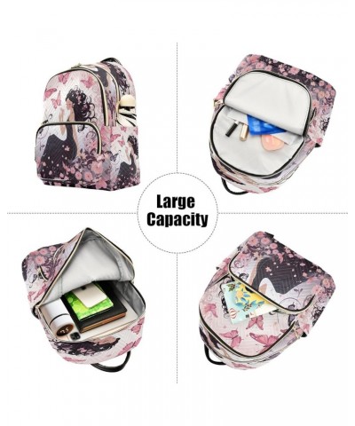 Fairy Butterflies Lady Quilted Backpack for Women Shoulder Bag Purse Travel Bags for Daily Nurse Work M Medium $13.95 Backpacks