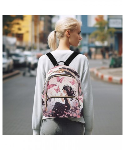 Fairy Butterflies Lady Quilted Backpack for Women Shoulder Bag Purse Travel Bags for Daily Nurse Work M Medium $13.95 Backpacks