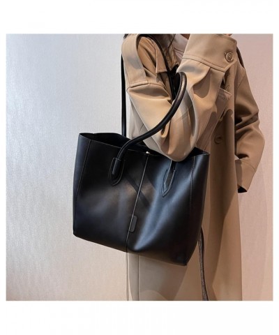 Fashion Leather Tote Bag for Women Simple Solid Shoulder Bag Womens Handbags and Purses 16*12*4in Black $38.01 Totes