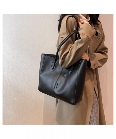 Fashion Leather Tote Bag for Women Simple Solid Shoulder Bag Womens Handbags and Purses 16*12*4in Black $38.01 Totes