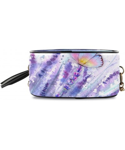 Women's Purple Lavender Floral Butterfly Crossbody Bag Fashion Purses Bag Cross Body Bag Shoulder Handbag with Adjustable Cha...