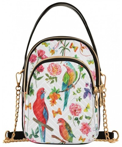 Vintage Bird Butterfly Rose Flower Small Chain Crossbody Travel Bag Handbag Cell Phone Purse for Women $12.32 Crossbody Bags