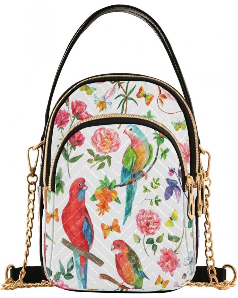 Vintage Bird Butterfly Rose Flower Small Chain Crossbody Travel Bag Handbag Cell Phone Purse for Women $12.32 Crossbody Bags