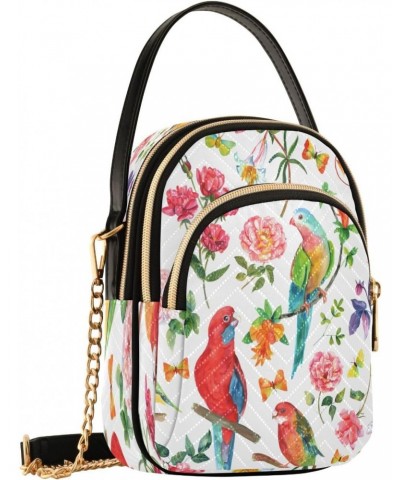 Vintage Bird Butterfly Rose Flower Small Chain Crossbody Travel Bag Handbag Cell Phone Purse for Women $12.32 Crossbody Bags