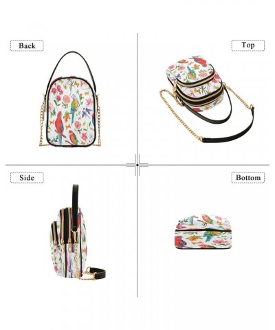 Vintage Bird Butterfly Rose Flower Small Chain Crossbody Travel Bag Handbag Cell Phone Purse for Women $12.32 Crossbody Bags