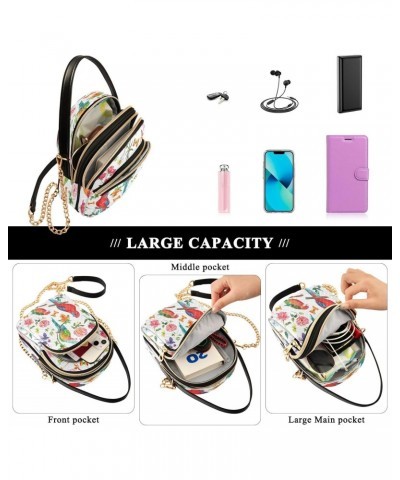 Vintage Bird Butterfly Rose Flower Small Chain Crossbody Travel Bag Handbag Cell Phone Purse for Women $12.32 Crossbody Bags