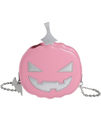 Women Pumpkin Shoulder Bag PU Leather Novelty Pumpkin Purse with Zipper Adjustable Strap Female Daily Halloween Bag Pink $11....