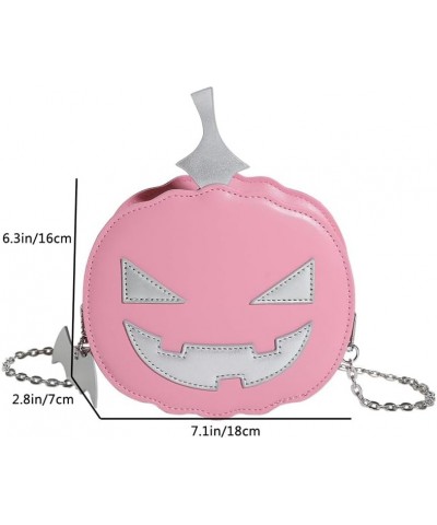 Women Pumpkin Shoulder Bag PU Leather Novelty Pumpkin Purse with Zipper Adjustable Strap Female Daily Halloween Bag Pink $11....