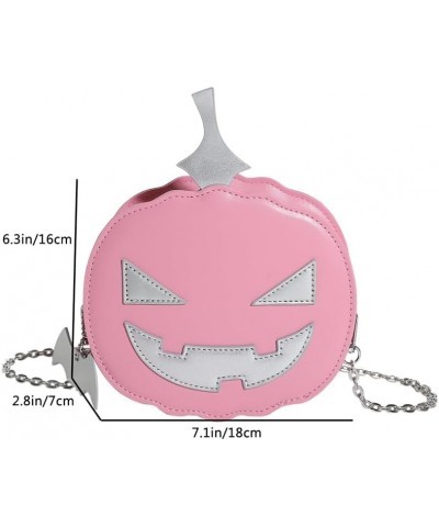 Women Pumpkin Shoulder Bag PU Leather Novelty Pumpkin Purse with Zipper Adjustable Strap Female Daily Halloween Bag Pink $11....