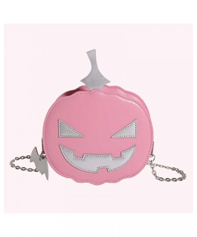 Women Pumpkin Shoulder Bag PU Leather Novelty Pumpkin Purse with Zipper Adjustable Strap Female Daily Halloween Bag Pink $11....