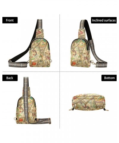 Tarot Cards Crossbody Sling Bag for Women Men Leather Chest Bags Purse Adjustable Cross Body Daypack for Hiking Running Cycli...