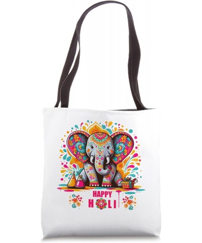 happy holi Festival elephant colorful India Tote Bag $13.50 Totes