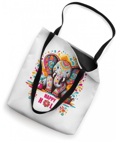 happy holi Festival elephant colorful India Tote Bag $13.50 Totes