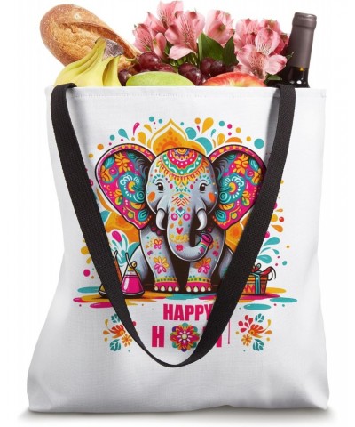 happy holi Festival elephant colorful India Tote Bag $13.50 Totes