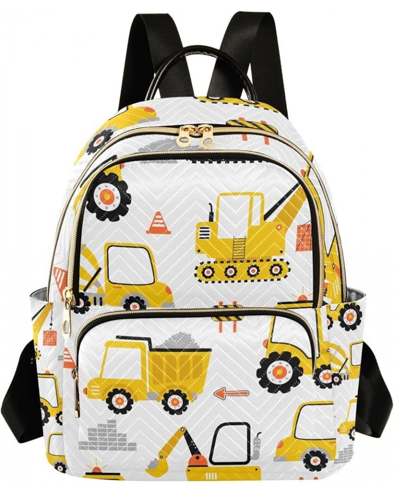 Women Backpack Excavators Truck Yellow Anti-Theft Travel Backpack with Luggage Belt Lightweight Handbag Lady Purse Roomy Doub...