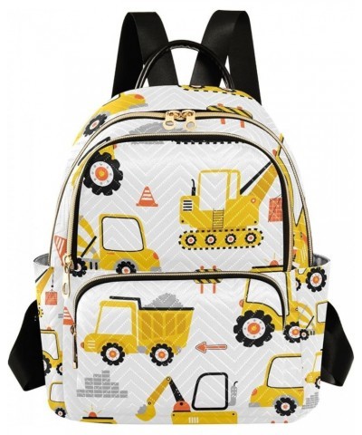 Women Backpack Excavators Truck Yellow Anti-Theft Travel Backpack with Luggage Belt Lightweight Handbag Lady Purse Roomy Doub...