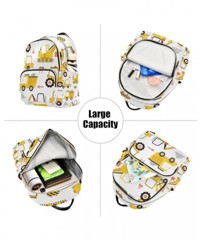 Women Backpack Excavators Truck Yellow Anti-Theft Travel Backpack with Luggage Belt Lightweight Handbag Lady Purse Roomy Doub...