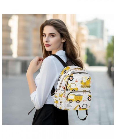 Women Backpack Excavators Truck Yellow Anti-Theft Travel Backpack with Luggage Belt Lightweight Handbag Lady Purse Roomy Doub...