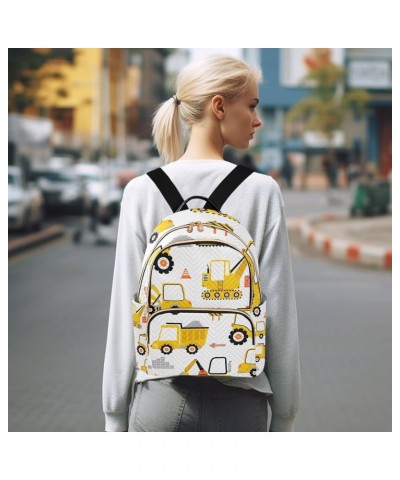 Women Backpack Excavators Truck Yellow Anti-Theft Travel Backpack with Luggage Belt Lightweight Handbag Lady Purse Roomy Doub...