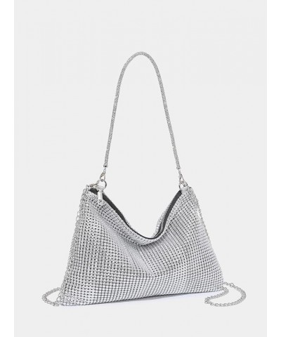 Women's Shiny Rhinestone Evening Handbag Hobo Bag Clutch Purse Gold one-size Silver $22.73 Evening Bags